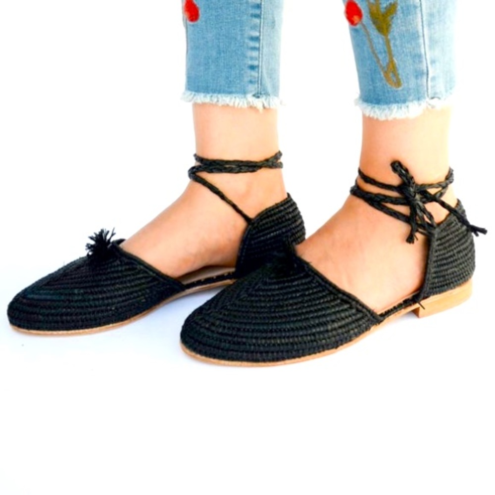 Morrocan raffia wrap sandals brand new